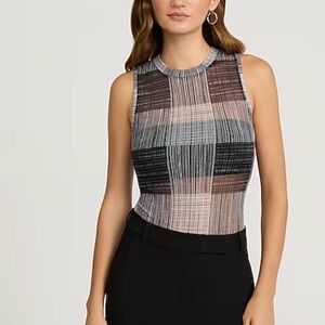 EXPRESS - Sheer Plaid Bodysuit NWT